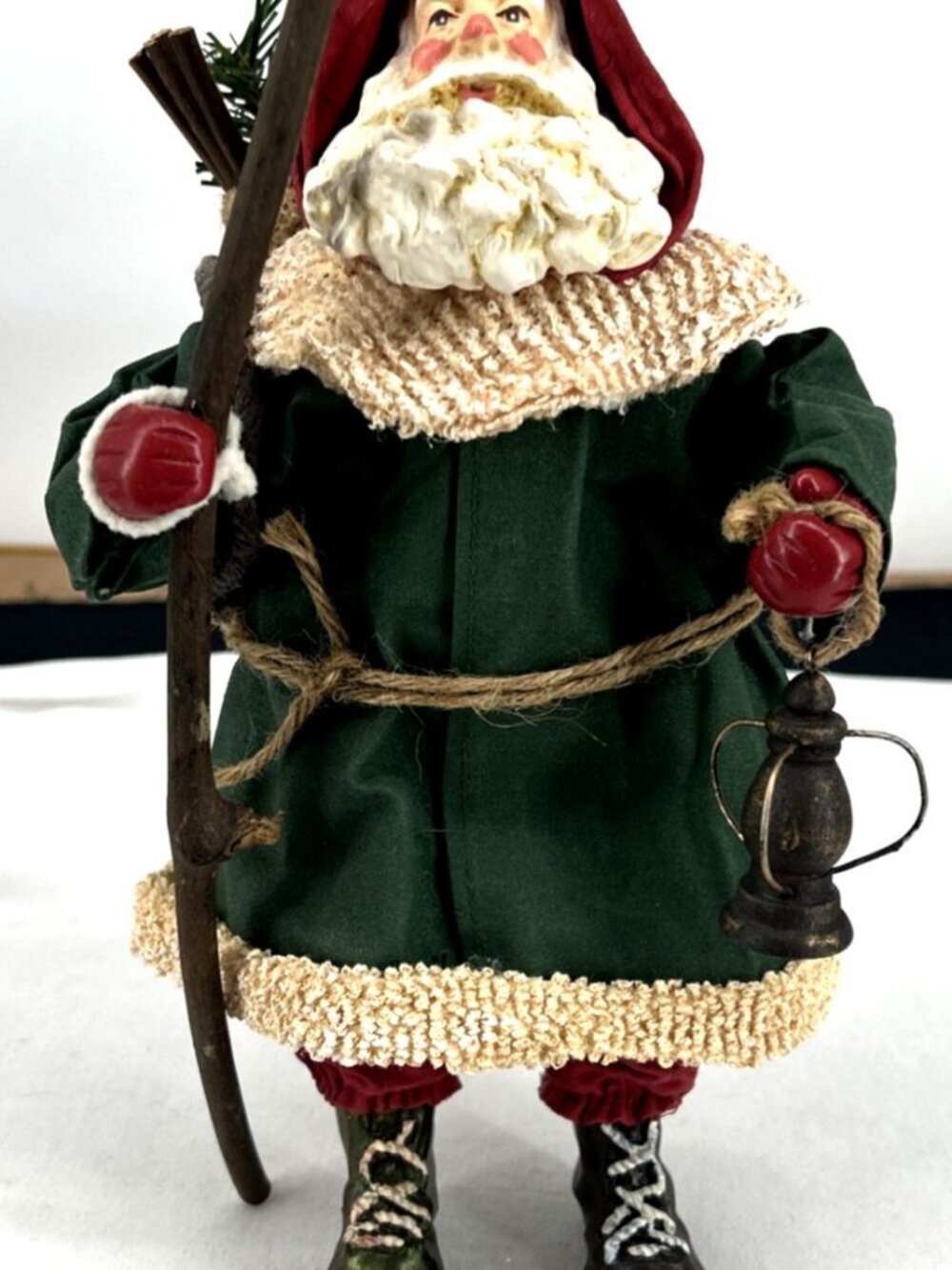 Possible Dreams Clothtique Santa Christmas Lantern Staff and Pouch 11"